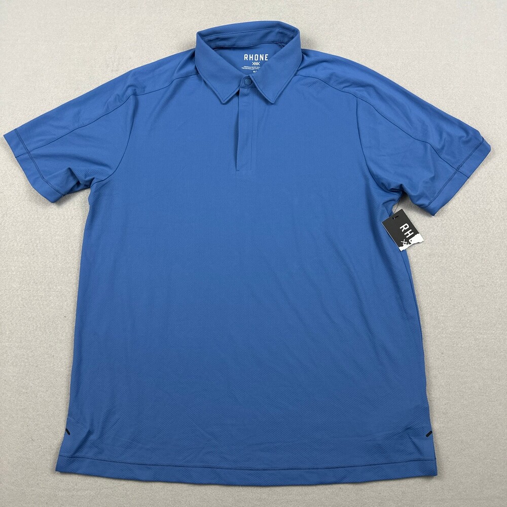Rhone Polo Shirt Men Medium Blue Solid Delta Pique Short Sleeve Golf 1/4 Zip M